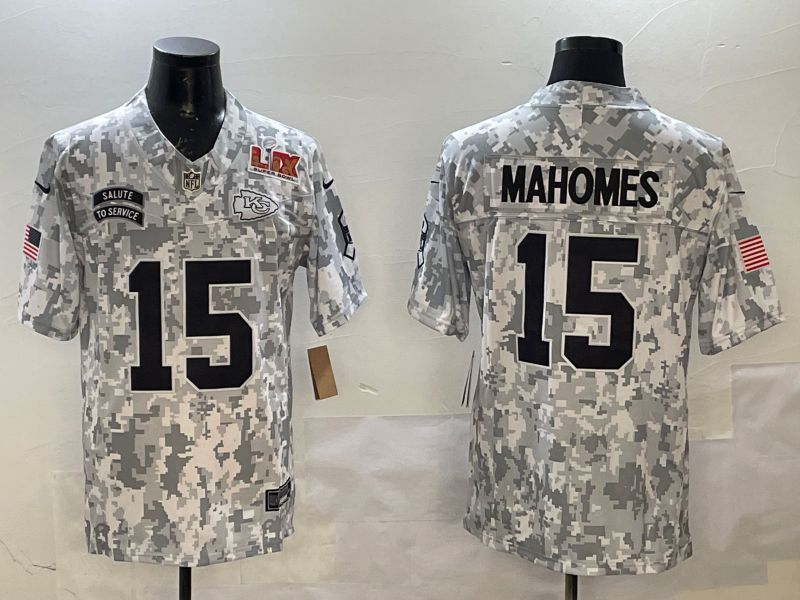 Men Kansas City Chiefs 15 Mahomes Camo 2025 Nike Salute to Service Limited NFL Jersey style 5